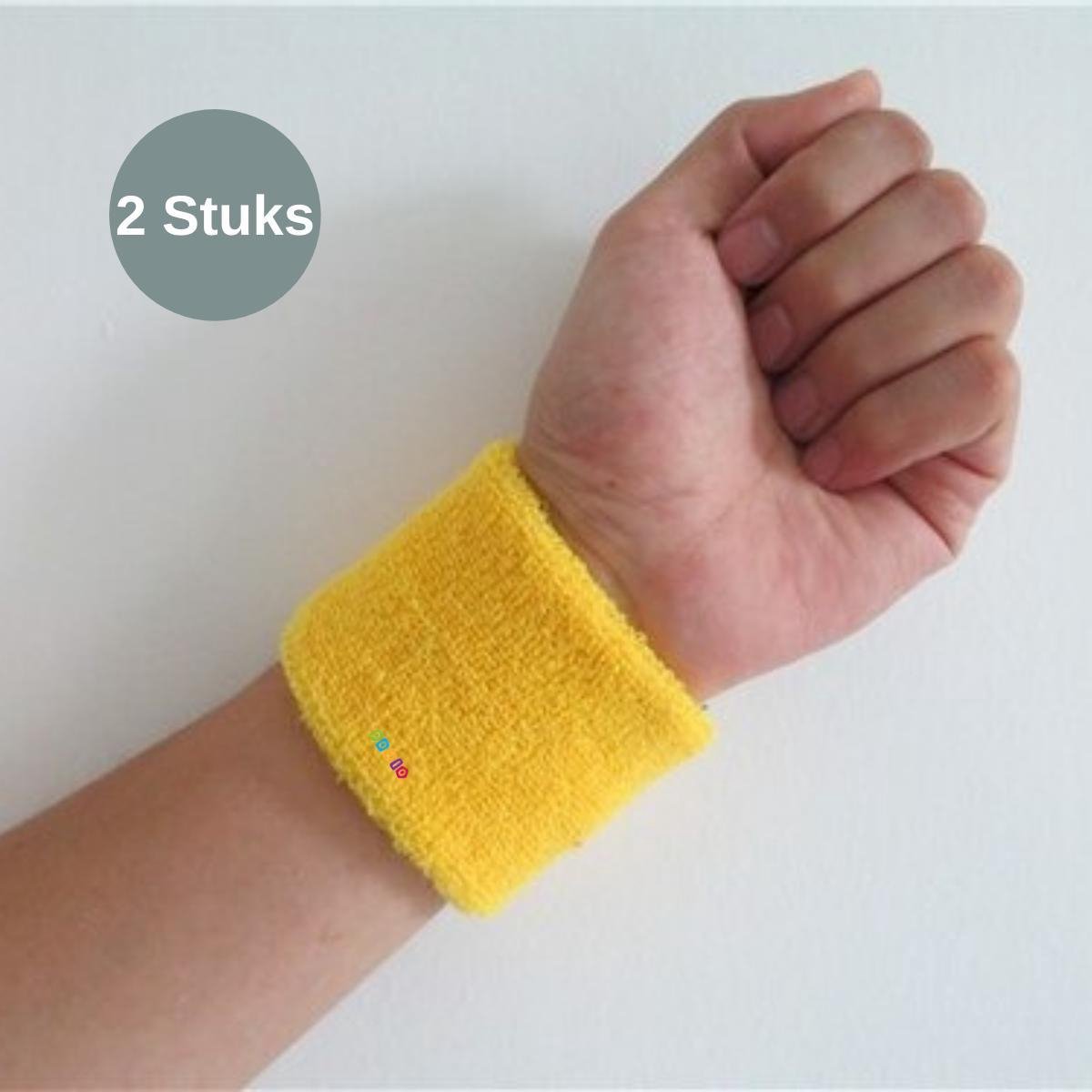 Zweetbandjes - Gym Polsband - Hand Polssteun voor Tennis - Sportpolsbandjes voor Volleybal en Basketbal - Geel - 2 stuks
