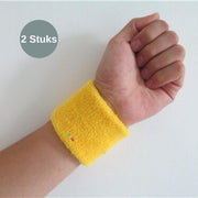 Zweetbandjes - Gym Polsband - Hand Polssteun voor Tennis - Sportpolsbandjes voor Volleybal en Basketbal - Geel - 2 stuks
