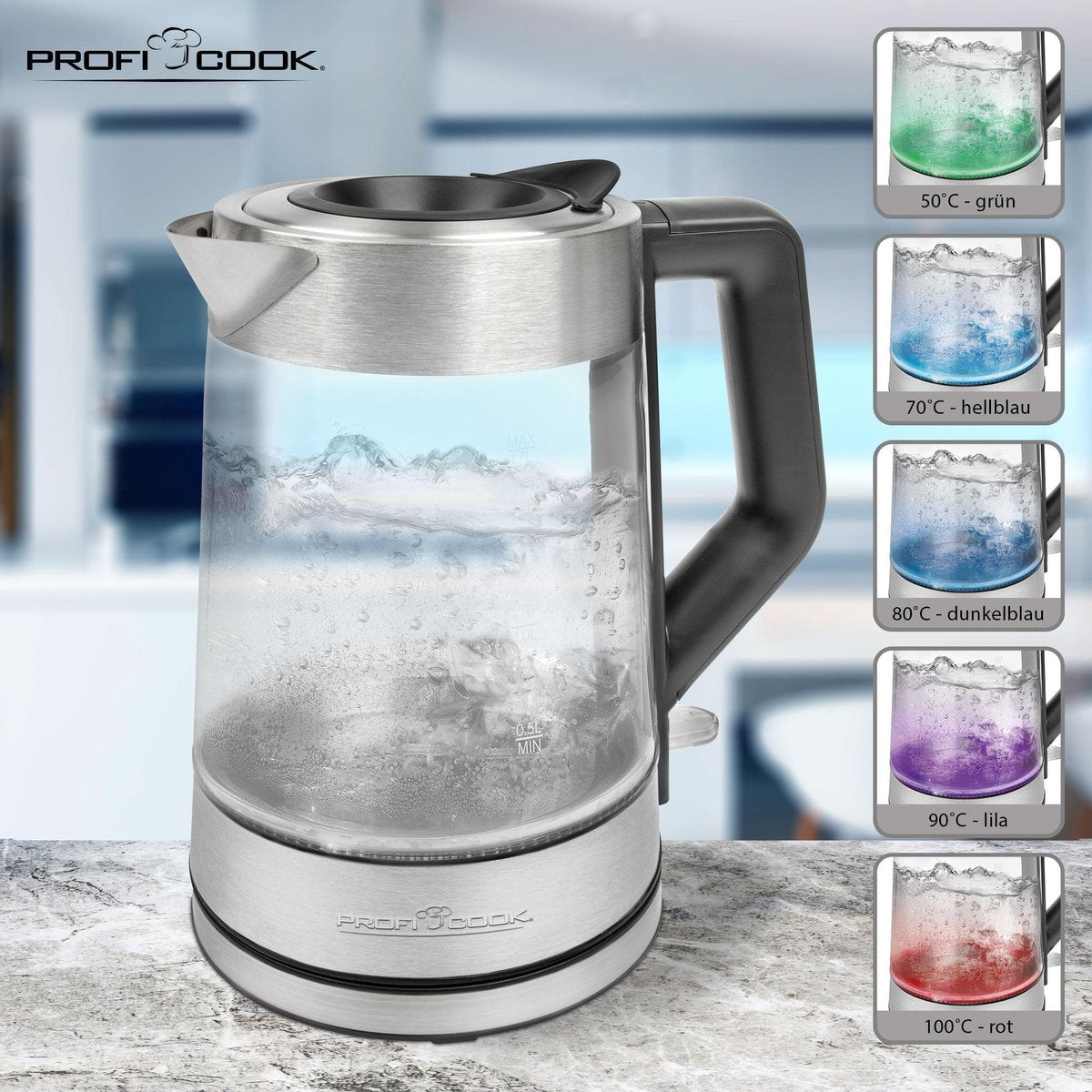 Profi Cook WKS 1190 Waterkoker Snoerloos Glas