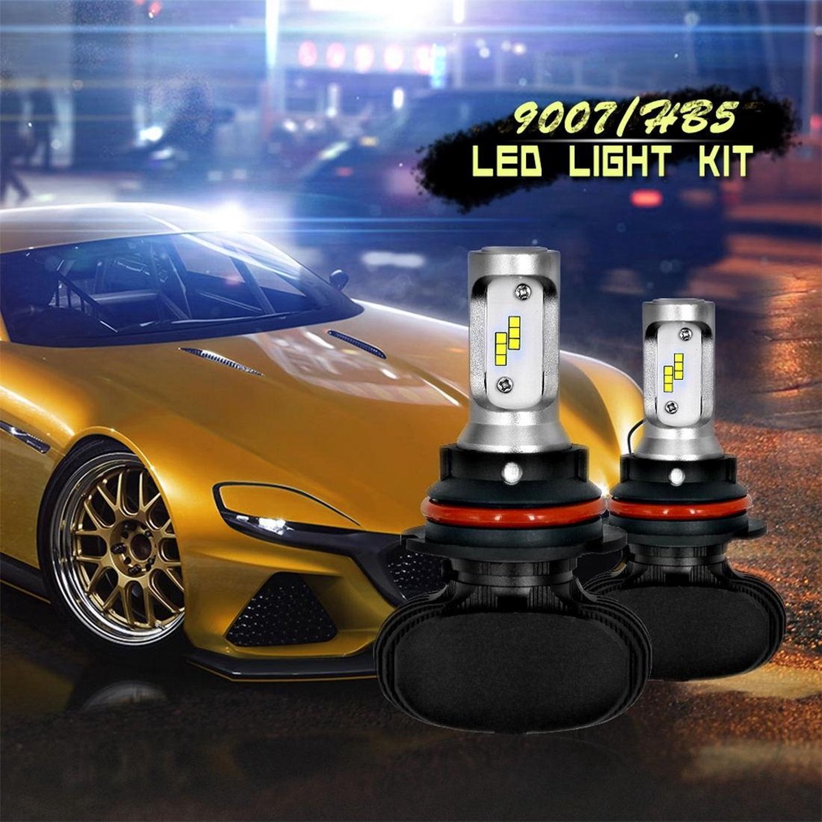 2 stuks 9007 IP65 waterdicht wit licht 12 csp led auto koplamp lamp