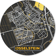 Muismat - Mousepad - Plattegrond - IJsselstein - Goud - Zwart - 20x20 cm