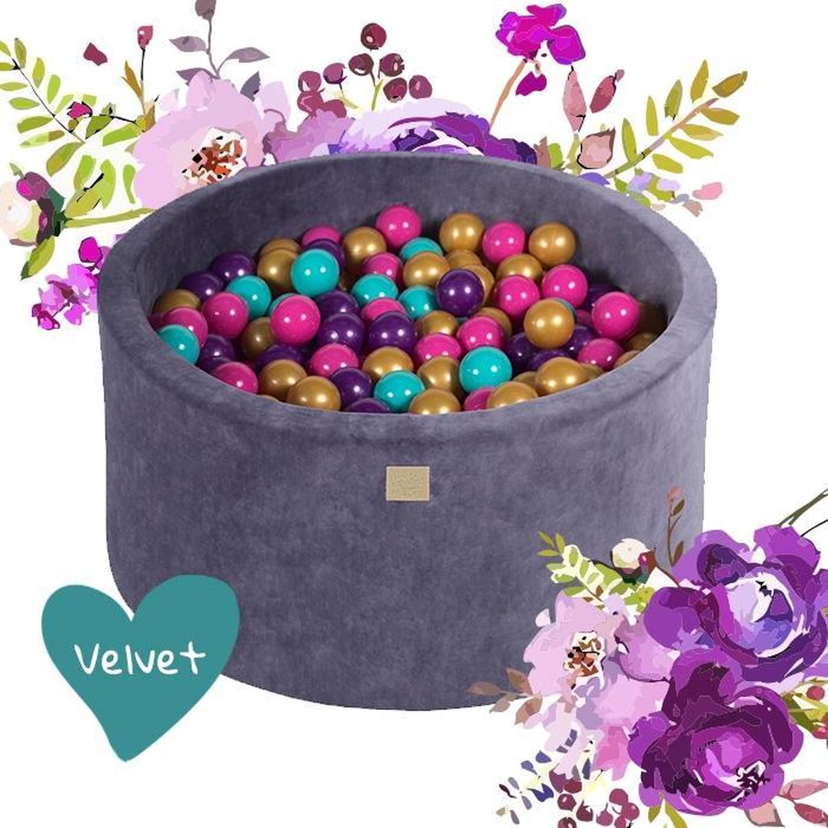 ballenbak XL Velvet SET Bloemetjes - 90x40 incl. 250 ballen