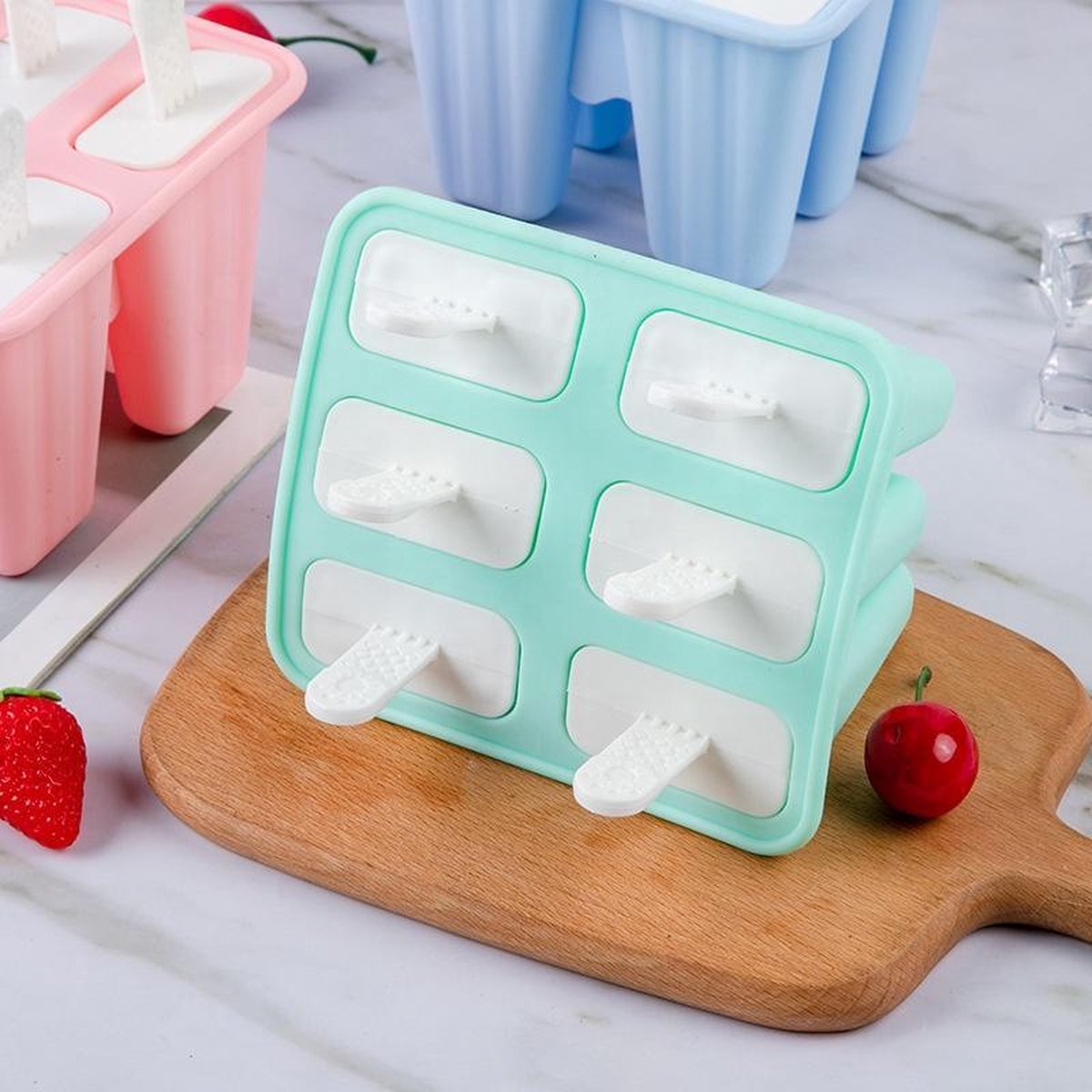 ZijTak - Ijsjesvorm - 6 stuks - Siliconen - Waterijs Vorm - Bakvorm - Fruitijs - Yoghurt ijs - Ijslolly - Frisco - Magnum mold - DIY Ijsjes - Zomer - Pastel groen