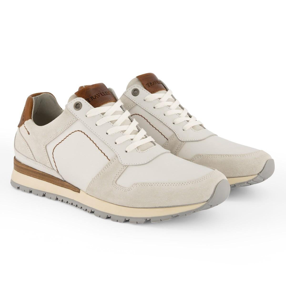 Travelin' Welton - Sportieve Leren Herensneaker - Wit Leer - Maat 46