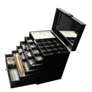 Sieradendoos Dione| Zwart| 6 Lades | Sieraden organizer | Jewellery organizer | Sieraden opbergen | Opberg box | Organizer | Velvet onderkant | Ringen display|  Jewelery organizer | Jewellery box | Jewelery box | Sieradenbox | Organizer | Beautybox |