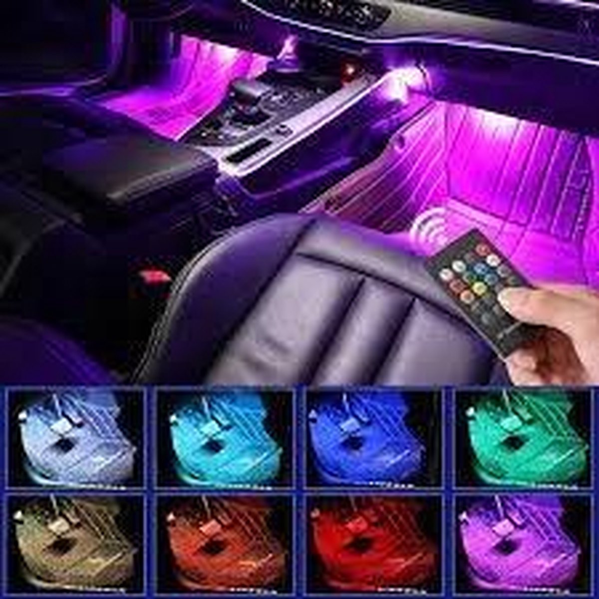Autoverlichting Interieur met Afstandbediening | Ledstrips | Auto | Binnen Verlichting Auto | RGB Binnenverlichting LED Strips | Sfeerverlichting