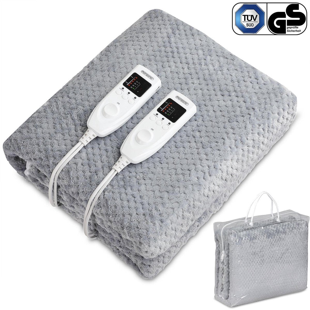 Monzana Verwamingsdeken Fleece koraal 160x140 cm 2x60W grijs onderdeken