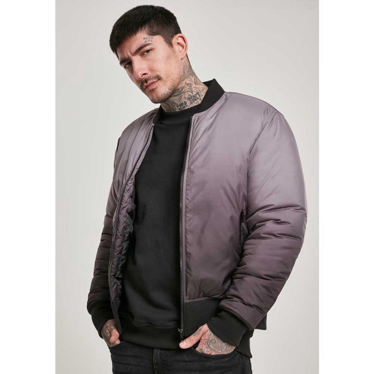 Urban Classics Bomber jacket -2XL- Gradient Zwart/Grijs