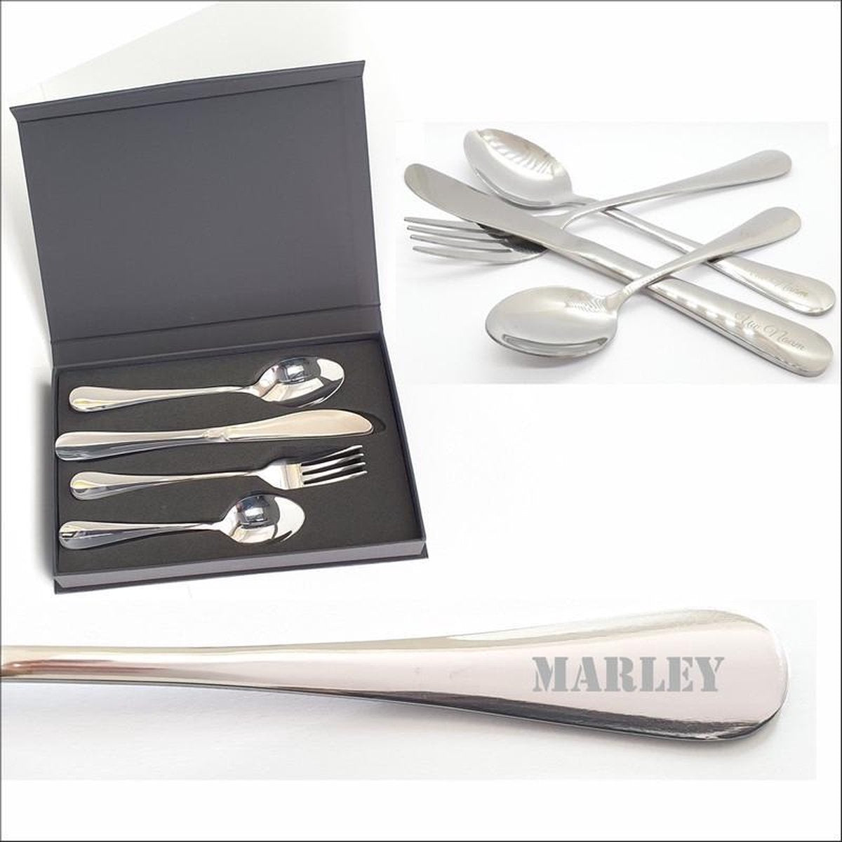Kinderbestek RVS Met Stoere Naam Gravering -  Marley
