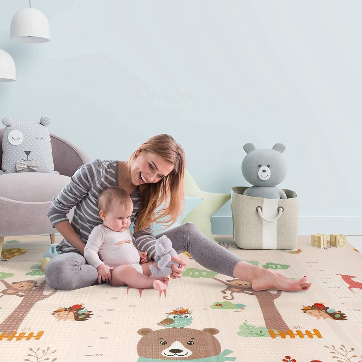 BOTC® Baby Speelmat - Non Slip Picnic Carpet - Groot Speelkleed voor kinderen in vrolijke kleuren - Dubbelzijdig Speelmat 200 x 180 x 1.5cm