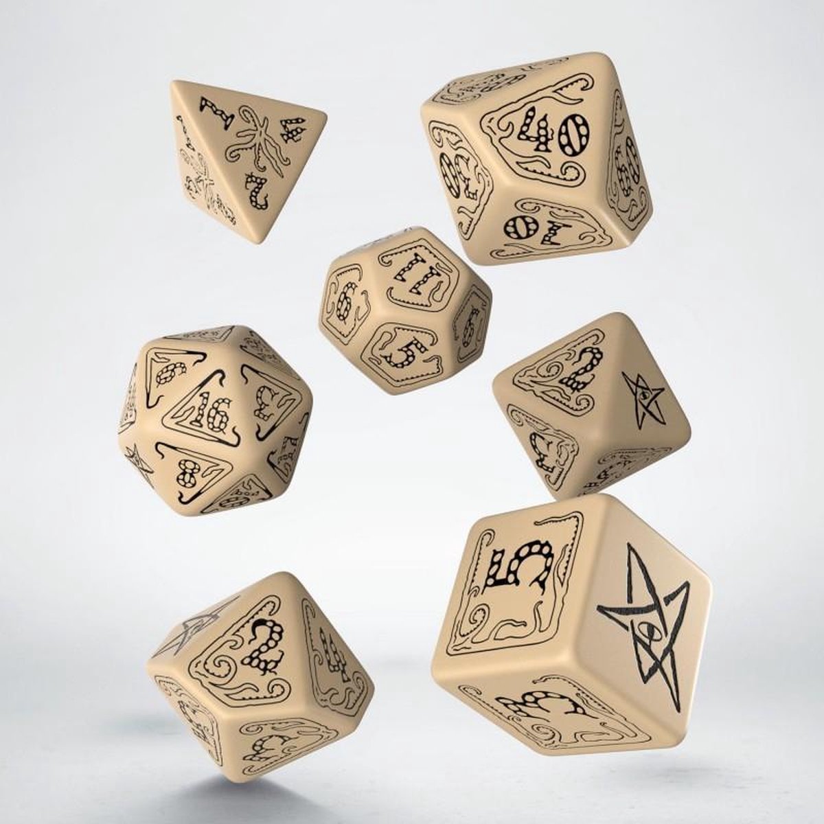 Polydice Set Q-Workshop Call of Cthulhu Beige Black