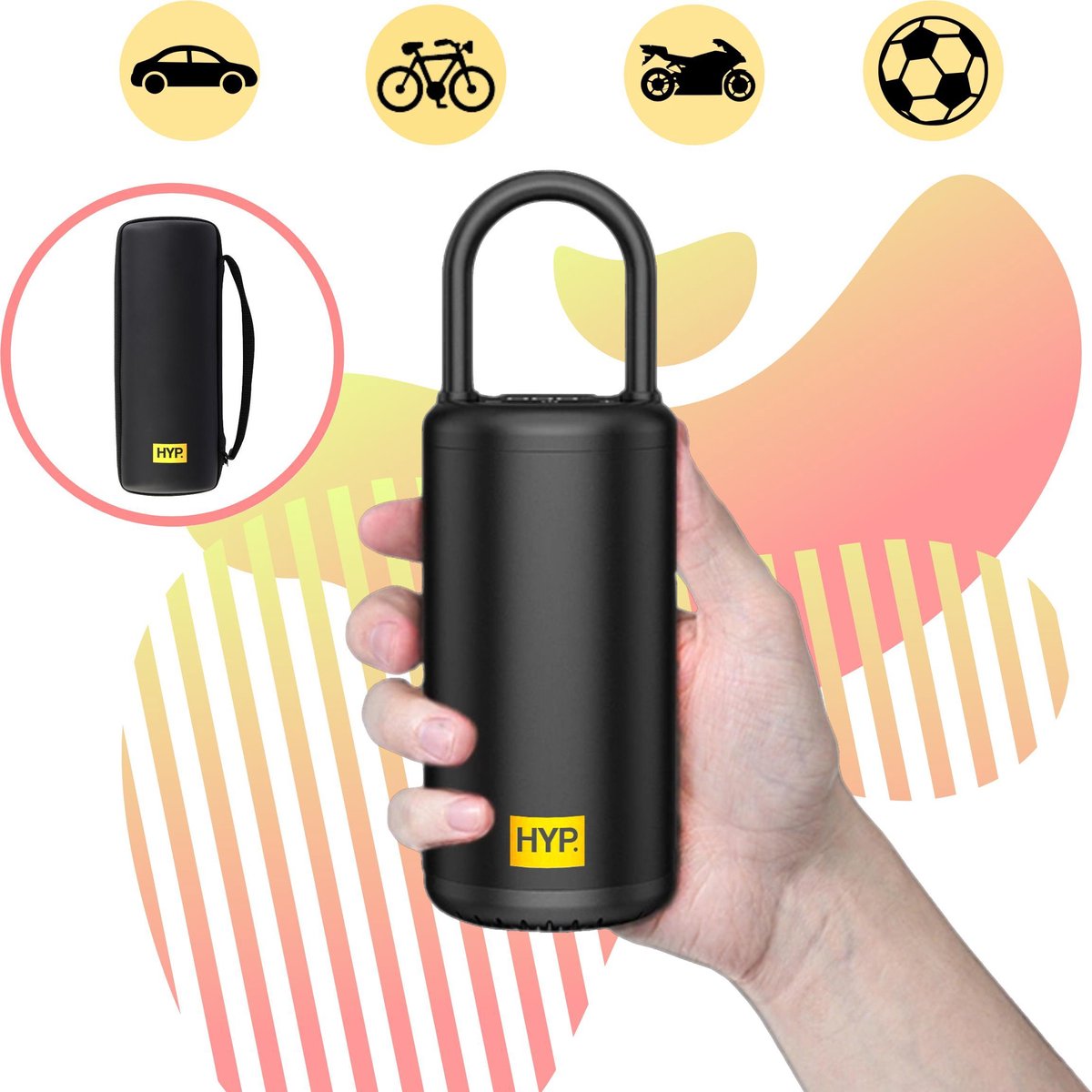 Draagbare Compressor met Touchscreen - Elektrische Bandenpomp - Mini Lucht Compressor - Fietspomp - USB Oplaadbaar - met Gratis Reisetui