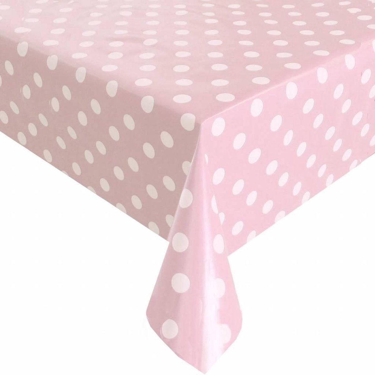 MixMamas Tafelzeil Grote Stip - 140 x 250 cm - Roze/Wit
