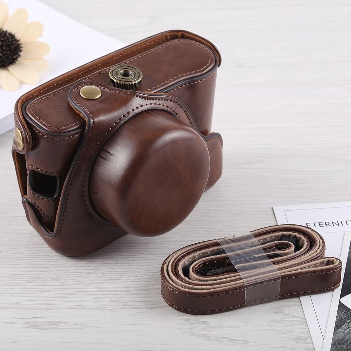 Full Body Camera PU lederen tas tas met riem voor Fujifilm X100F (koffie)