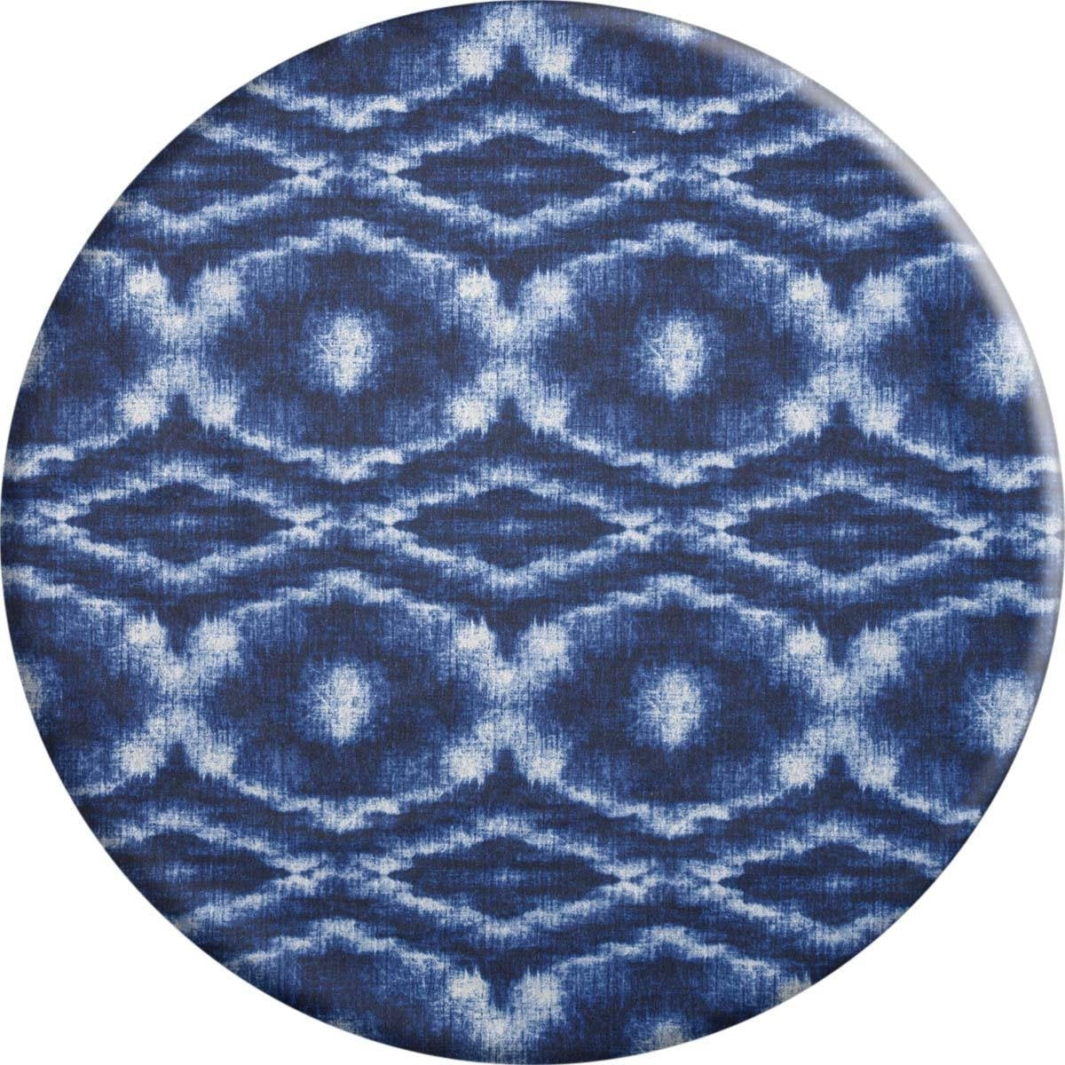 MixMamas Rond Tafelkleed Gecoat - Ø 140 cm - Tie Dye Indigo Blauw