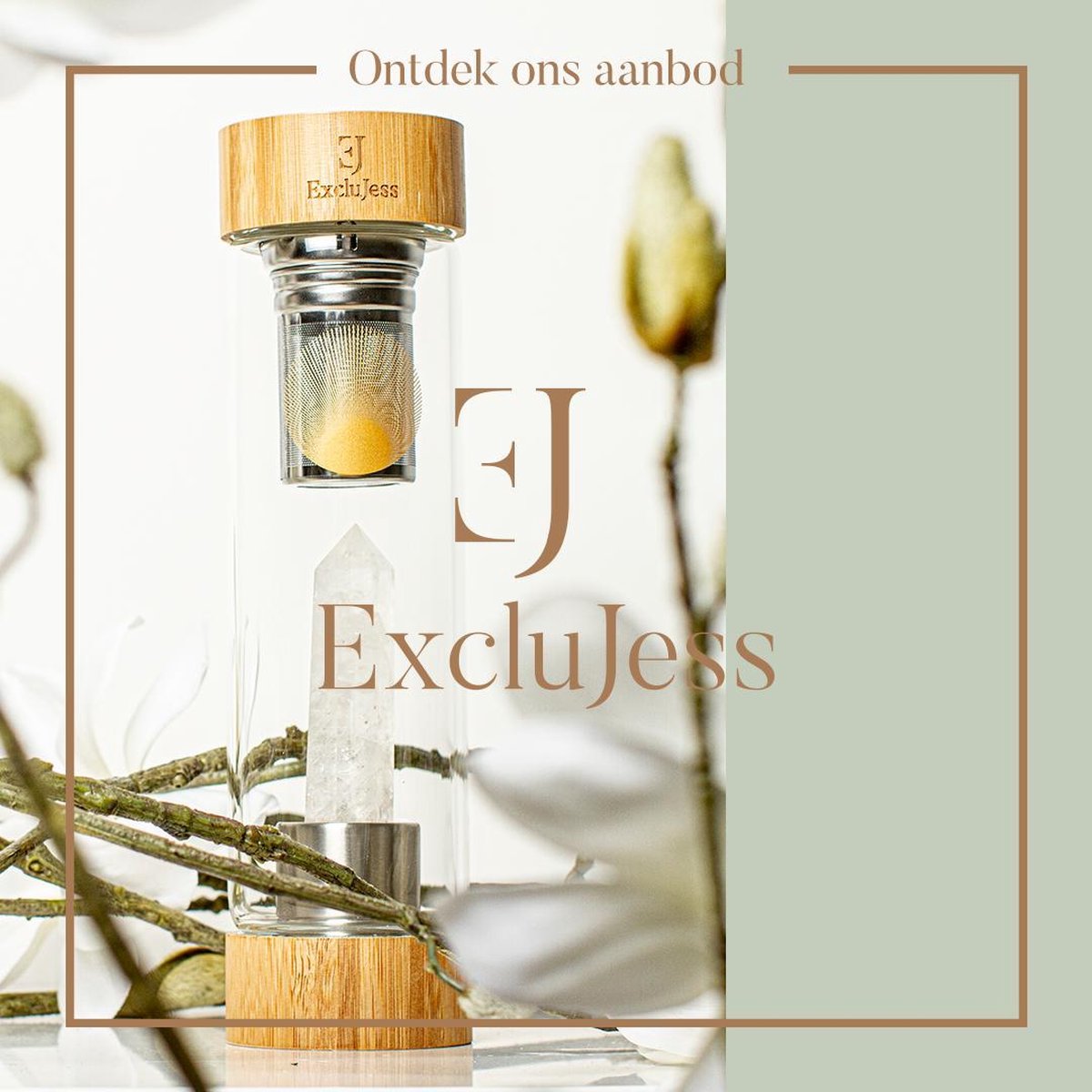 ExcluJess - Bamboo tea infusser - met bergkristal - koude en warme dranken