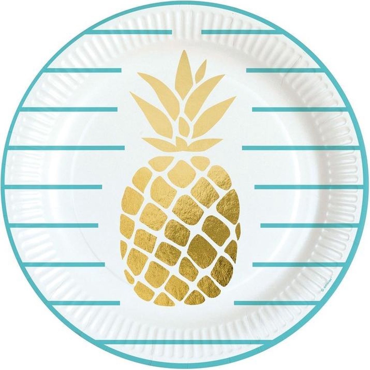 16x stuks Ananas fruit thema party bordjes 23 cm - Verjaardag feestartikelen - Kartonnen borden