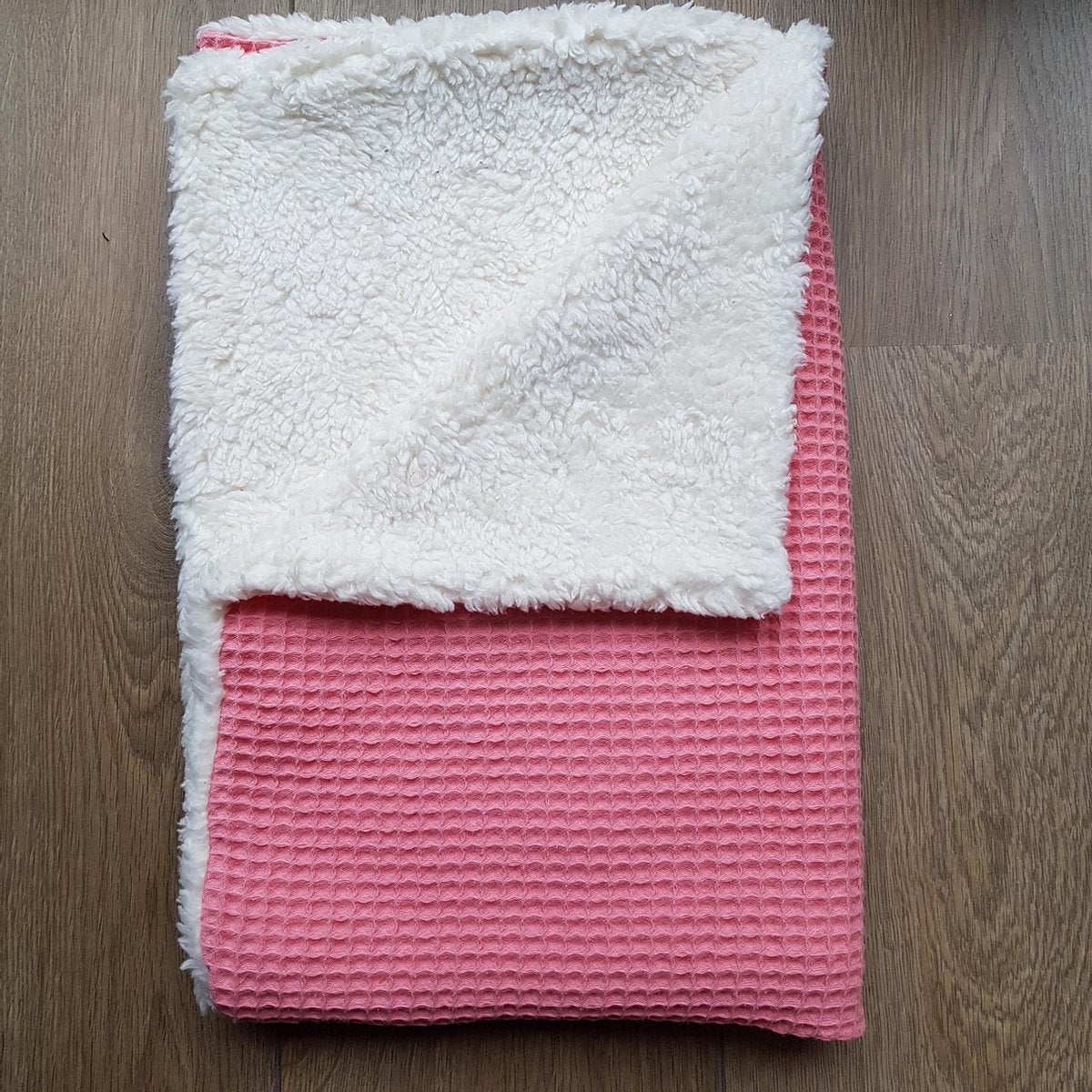 RiFresh -  wagendeken baby - roze wafelsof fijn met teddy