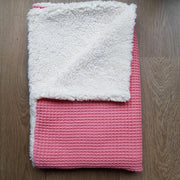 RiFresh -  wagendeken baby - roze wafelsof fijn met teddy