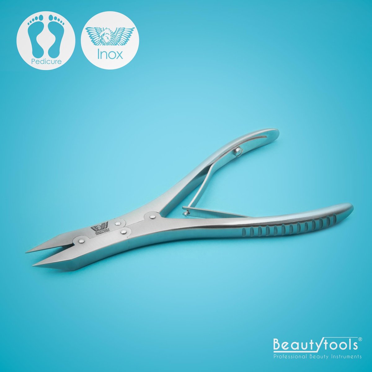 Beautytools PROFESSIONAL Nagelknipper PREMIUM Nageltang Groot Dubbele Overbrenging Voor Kalknagels met Spitse Punt Voor Hoekjes - Dubbele Hefboomoverbrenging - 20 mm Rechte Bek (NN-0058)
