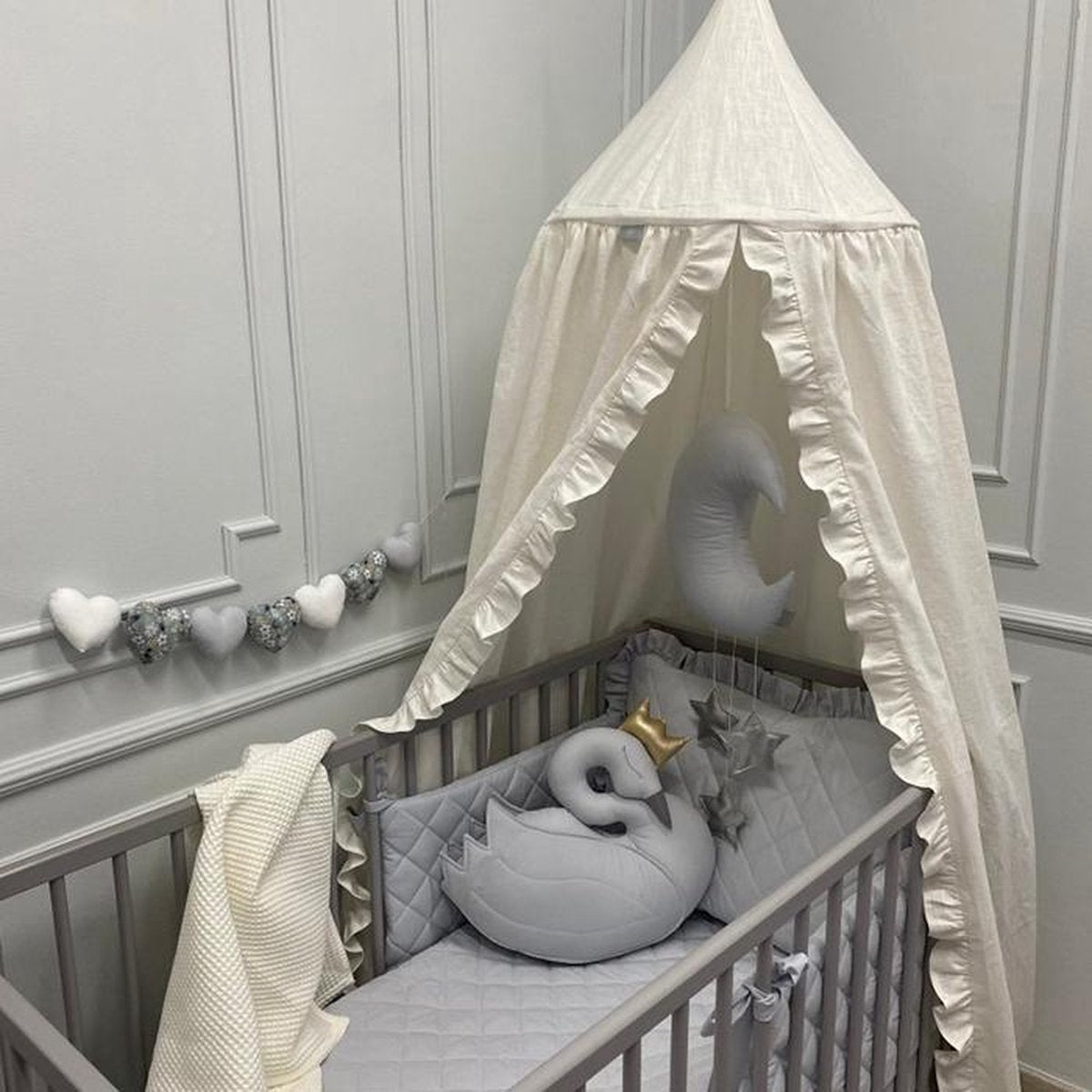 Dolly Klamboe Linnen Roomwit - Baby Klamboe - Klamboes - Klamboe Kinderkamer - Klamboe 1 persoons - Klamboe Tent