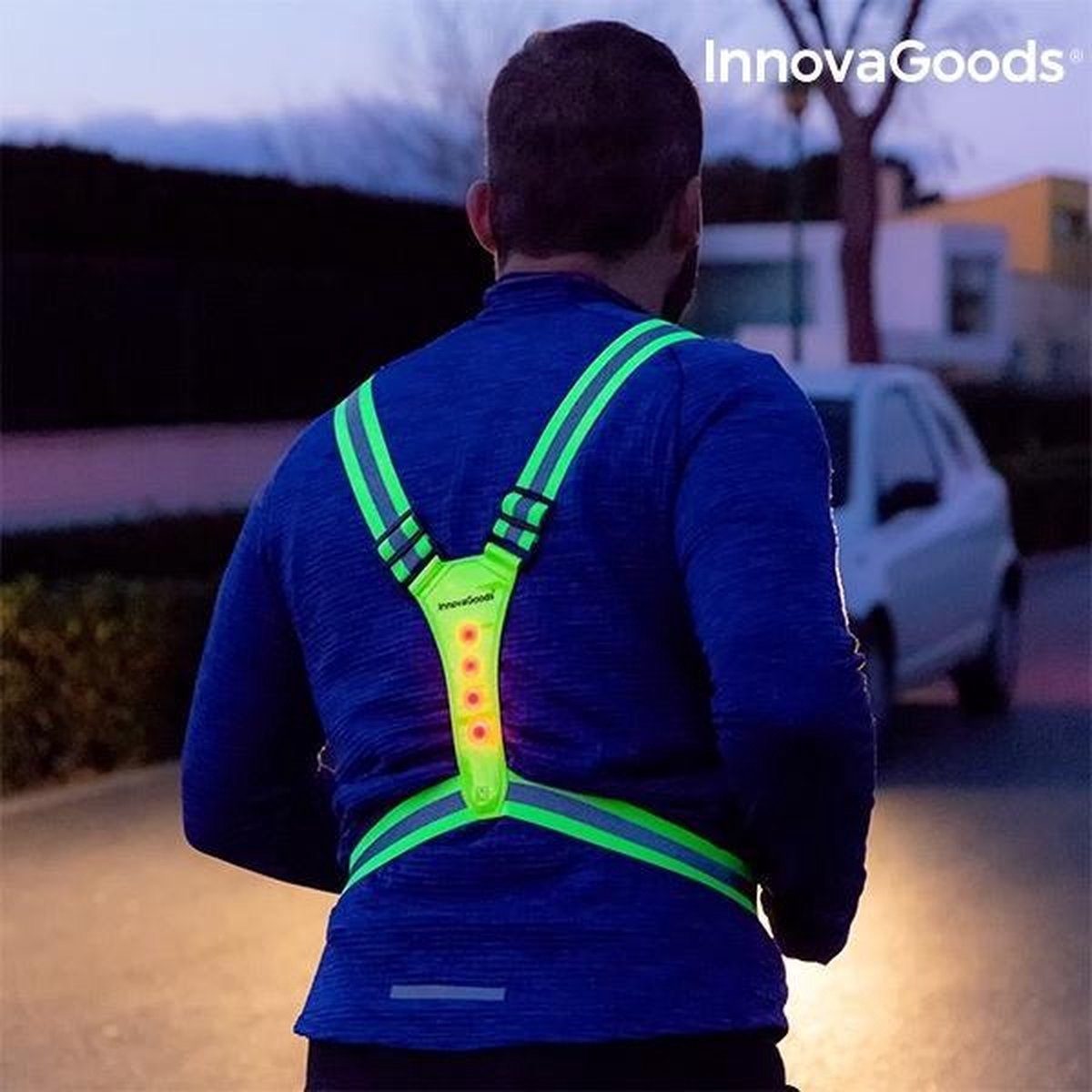 Sports LED Reflecterend Hardloopvest - Hardlopen - Geel reflectief - One Size - Lampjes