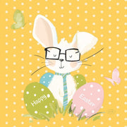 20x stuks Pasen servetten paashaas geel met witte stippen - 33 x 33 cm - Pasen thema papieren tafeldecoraties