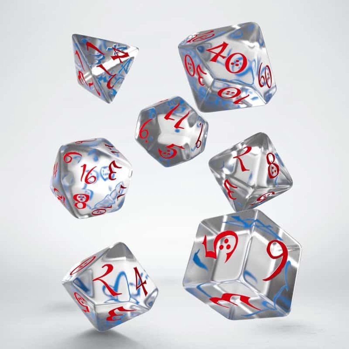 Classic RPG Dice Set translucent & red