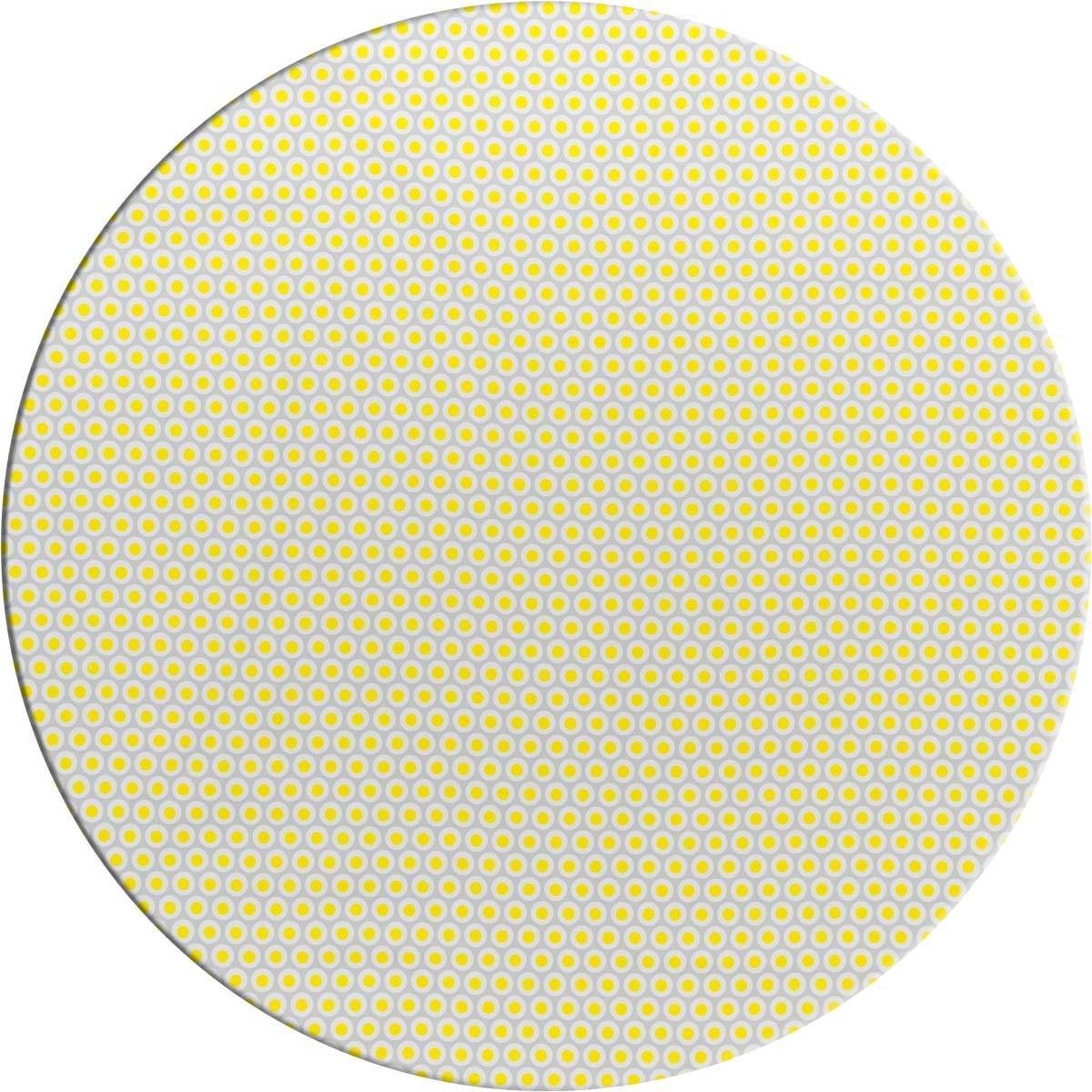 MixMamas Rond Tafelzeil - Ø 140 cm - Oogjes - Grijs/Geel