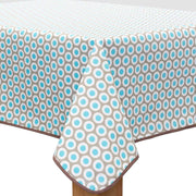 MixMamas Vierkant Tafelzeil - Ø 140 cm - Oogjes - Taupe/Turquoise