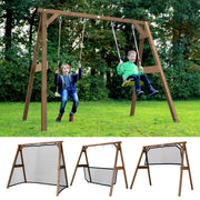 4-in-1 SportsFun Bruin - FSC 100% Hout - Wisselen tussen schommel - voetbal - volley - tennis