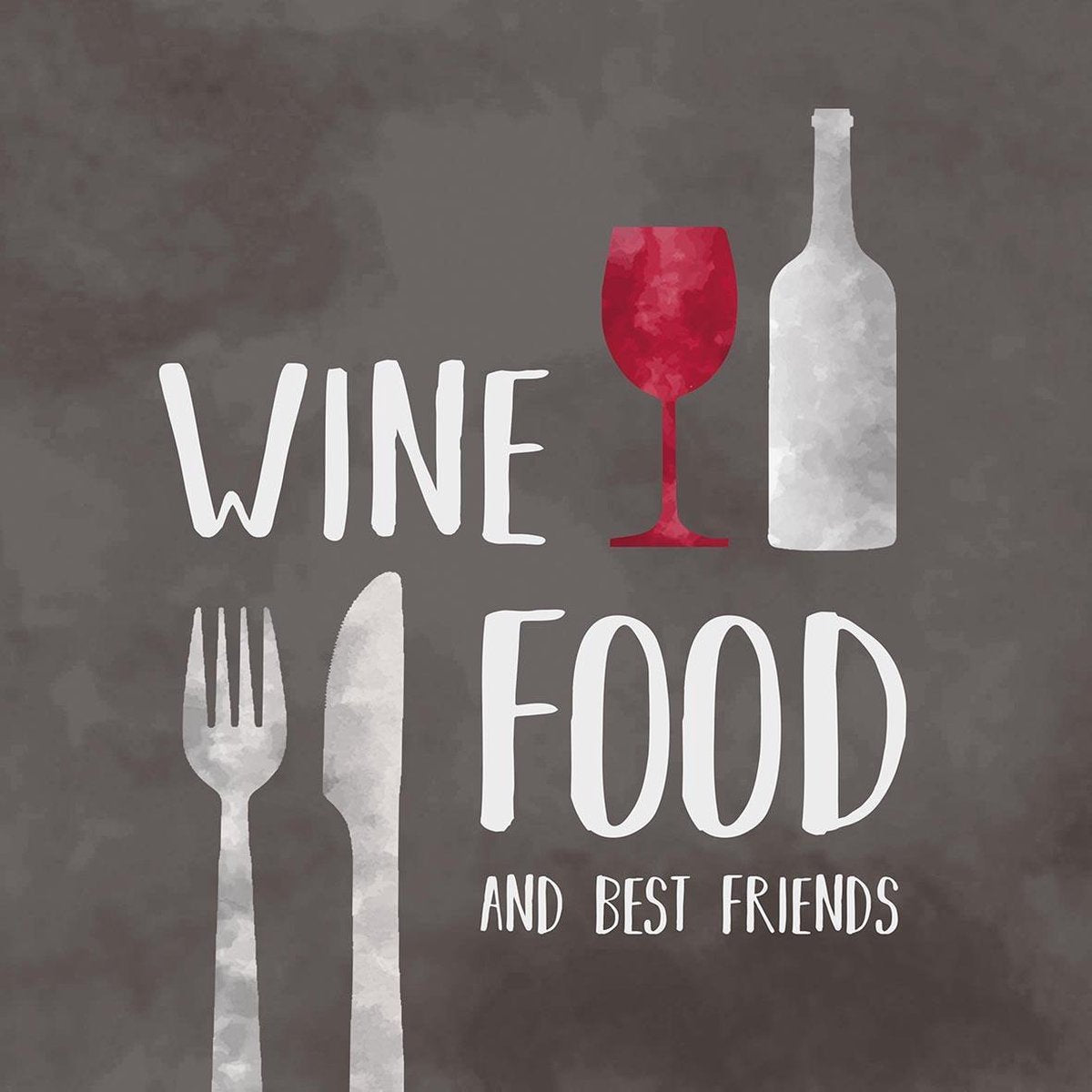 Papieren Servetten - Wine Food and Best Friends - 2 dessins - 20 grote en 20 kleine servetten