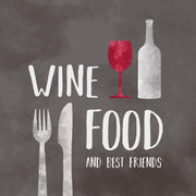 Papieren Servetten - Wine Food and Best Friends - 2 dessins - 20 grote en 20 kleine servetten