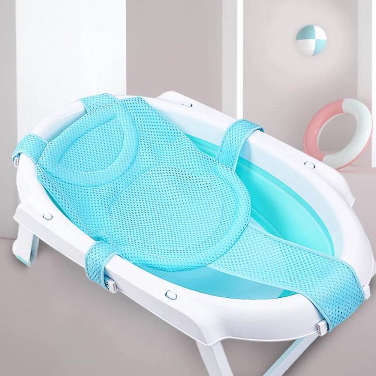 Verstelbare antislip baby bad kussen (Blauw) - Baby bad kussen - Antislip kussen - Geschikt voor ieder baby badje! - Zeer zacht materiaal.