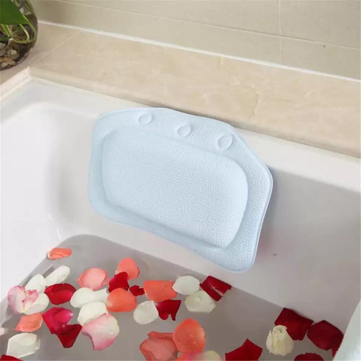 Badkussen - Extra Comfort- Zuignappen - Anti-Slip  - Baby Blauw - Luxe Home Spa Badkussen - Badkussen Voor In Bad - Extra Comfort