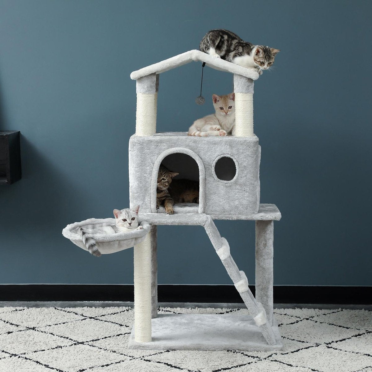 TBG Huisdier Krabpaal Toren Condo Huis Krabpaal Speelgoed voor Kat Kitten Kat Springen Speelgoed met Ladder Spelen Boom AMT0083GY