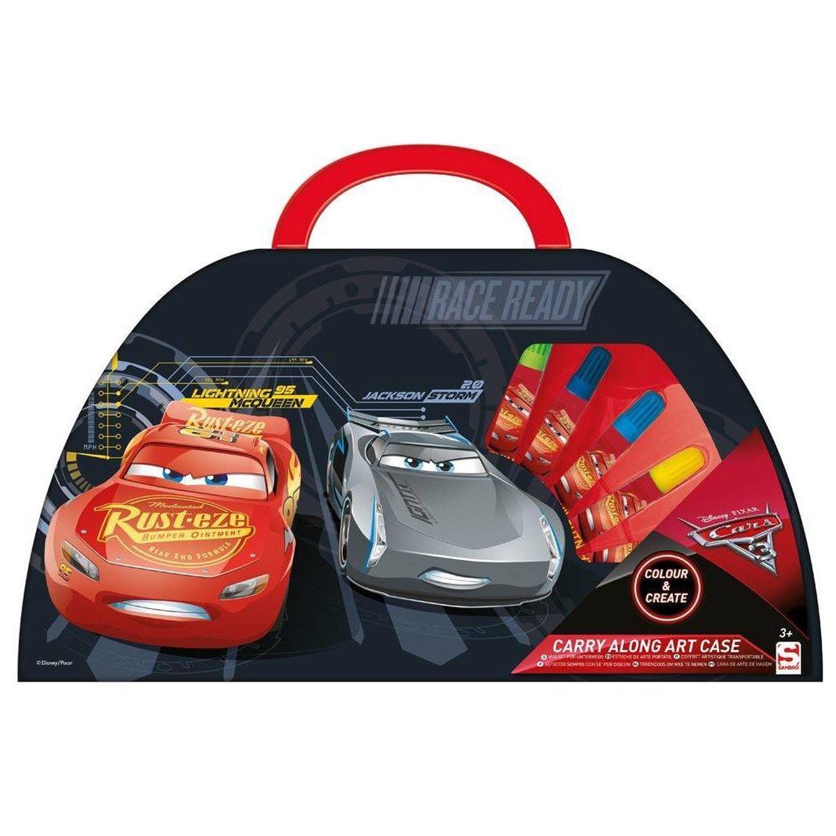 Sambro Kleurkoffer Cars 3 50-delig Rood