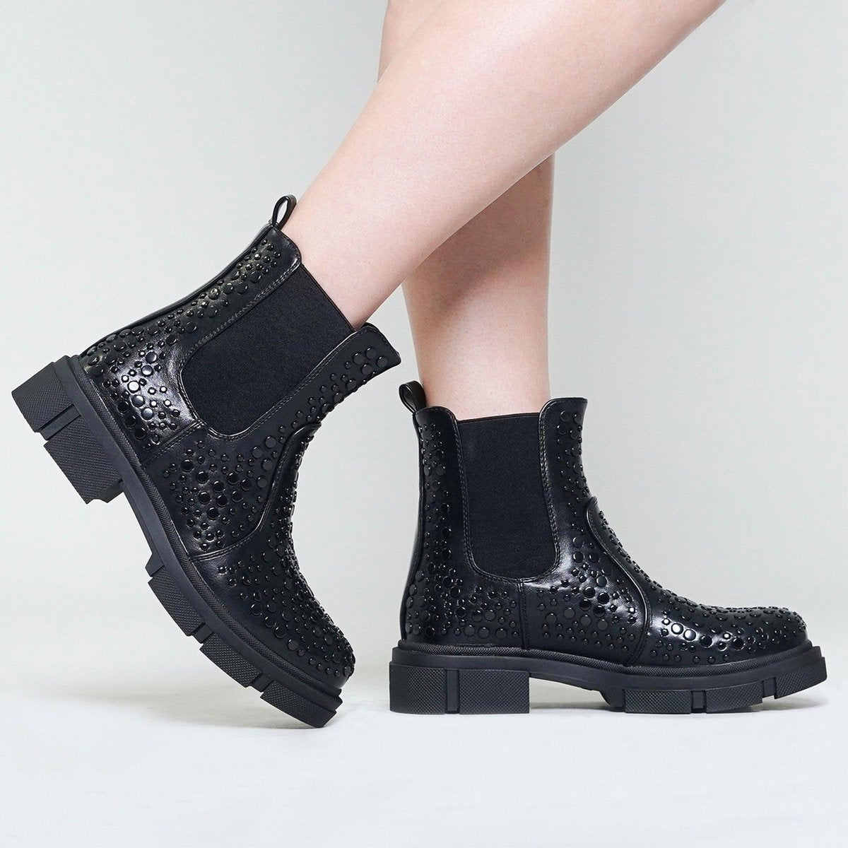 Chelsea boots zwart met platte studs Zwart / 38