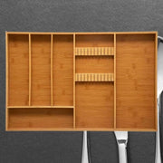 Decopatent® XXL Bamboe Bestekbak 6 Vaks + Messenblok voor 11 Messen - Besteklade Bestek Organizer - Bestekcassette - 58x38x5 Cm