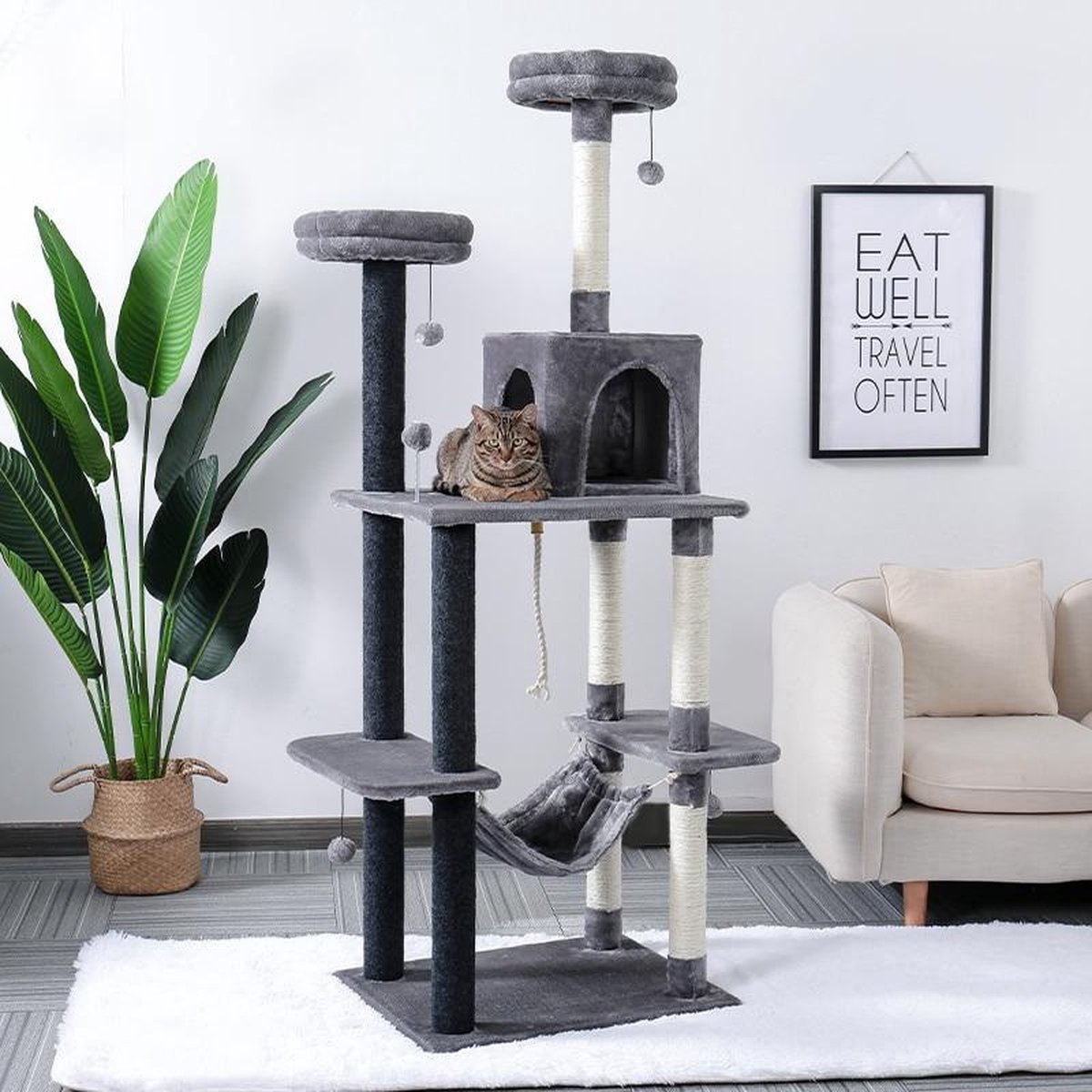 TBG Krabpaal Huis Toren Condo Kat Krabpalen voor Kat Kitten Kat Springen Speelgoed met Ladder Speelboom AMT0005