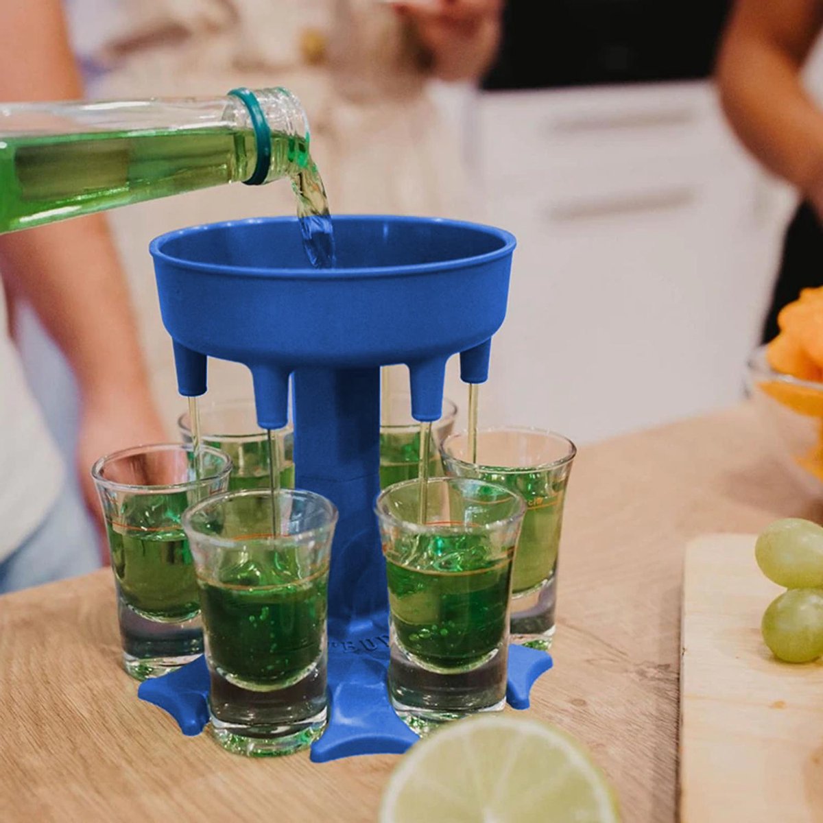 Dayshake® Shotfontein met 6 shotglaasjes - Blauw - Shot dispenser voor Drankspel