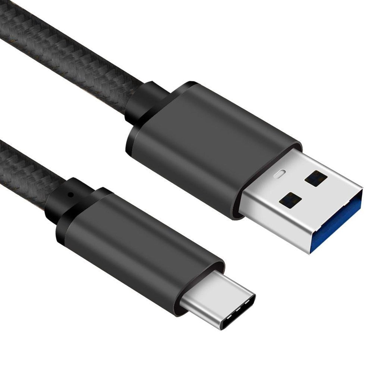 USB C kabel | C naar A | Nylon mantel | Zwart | 3 meter | Allteq