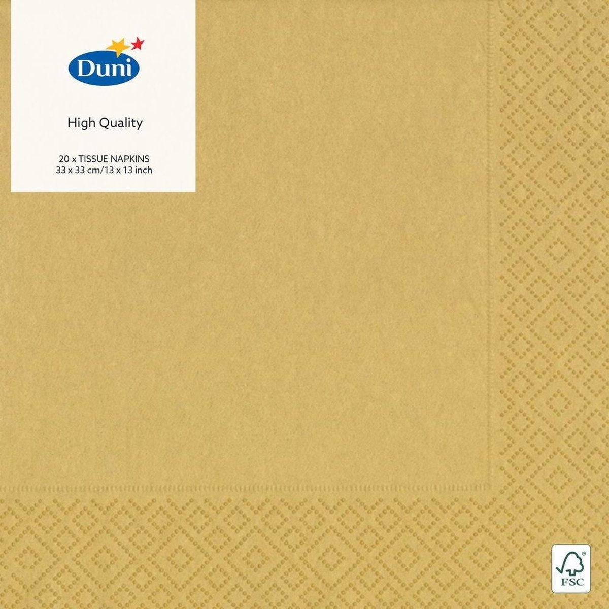 Duni Servetten 3-laags 33 X 33 Cm Papier Goud 20 Stuks