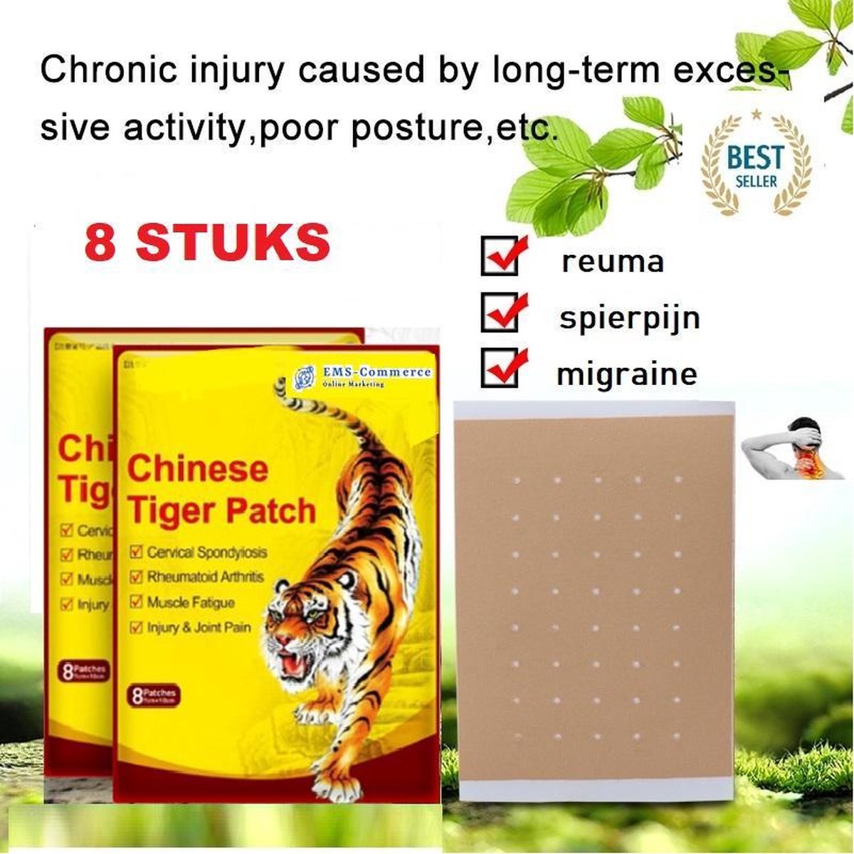 Warmte pleister (8 STUKS) - Pain relief patch - Warmtepleisters - Therma Care - Tijgerbalsem - Rugpijn - spierpijn - stijve spieren- Tigerbalm - pijnverlichting - blessures - Warmte pleisters - Warmte - Voltaren - Heat pad - Detox voetpleisters