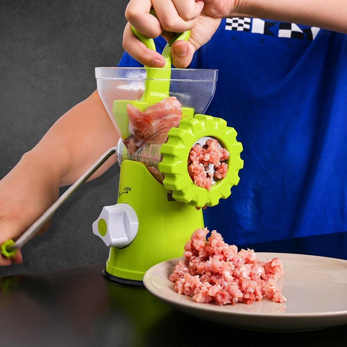 TBG Multifunctionele Groente Chopper Vleesmolen Grinder Worst Maker Met Sterke Vacuüm Sucker Base Huishoudelijke Keuken Tool Green