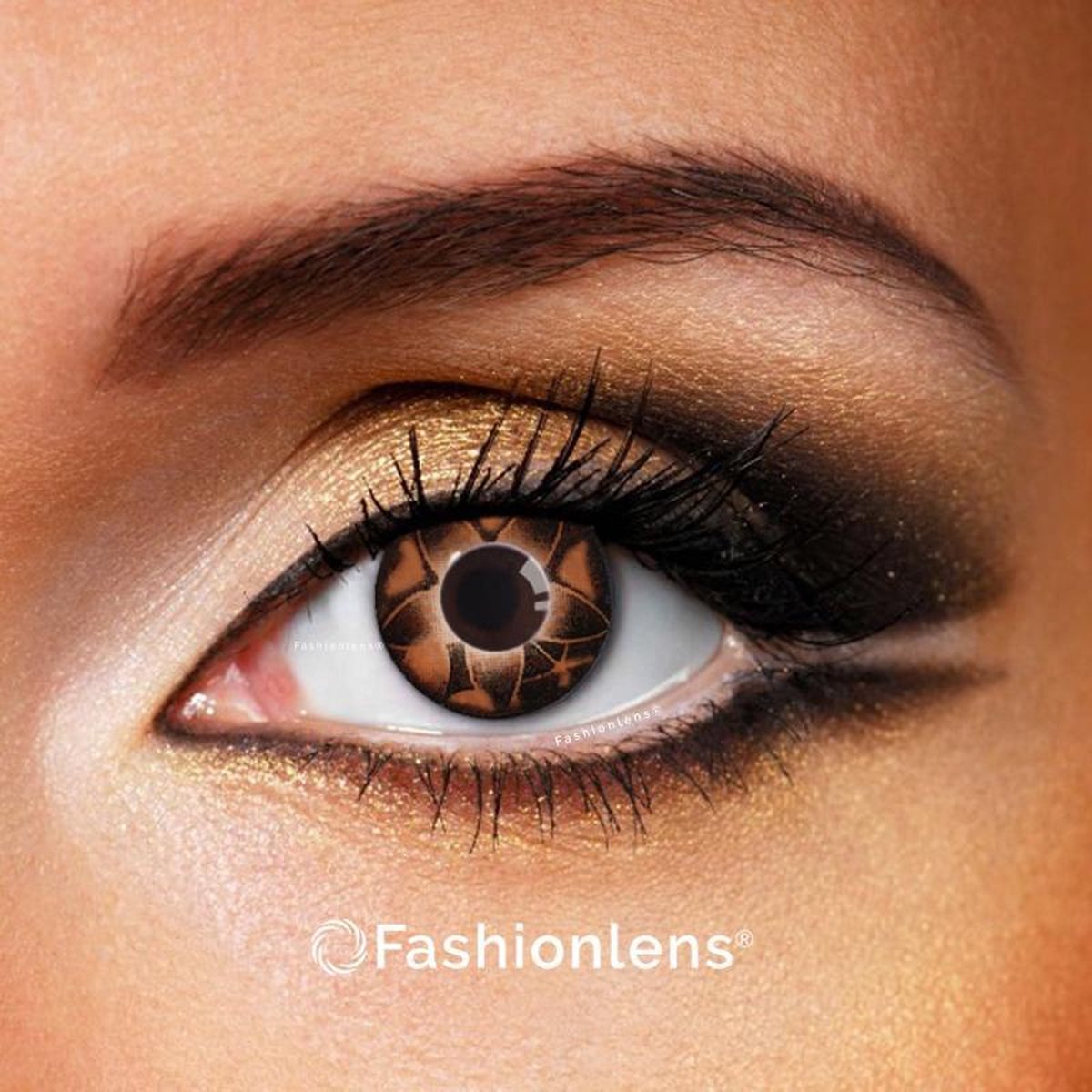 Kleurlenzen - Floret Brown - jaarlenzen met lenshouder - bruine contactlenzen Fashionlens®