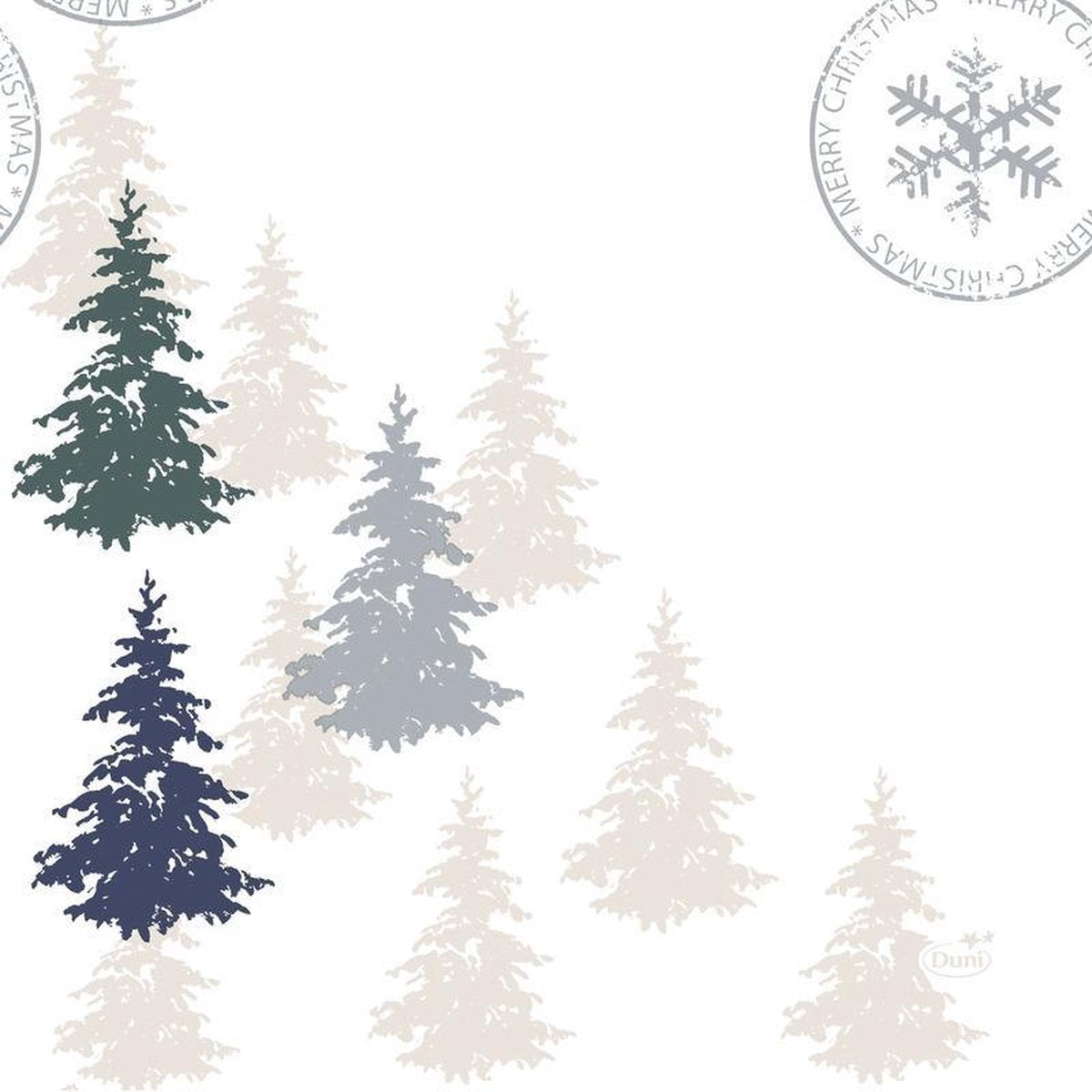20x Kerst servetten wit met kerstbomen print 33 x 33 cm - Kerstdiner tafeldecoratie versieringen - Papieren wegwerpservetten 3-laags