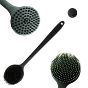 B&P Rug borstel met steel Shade of green and grey - groen - incl. metalen haakje - bad borstel lang - kunststof - wet & dry brush