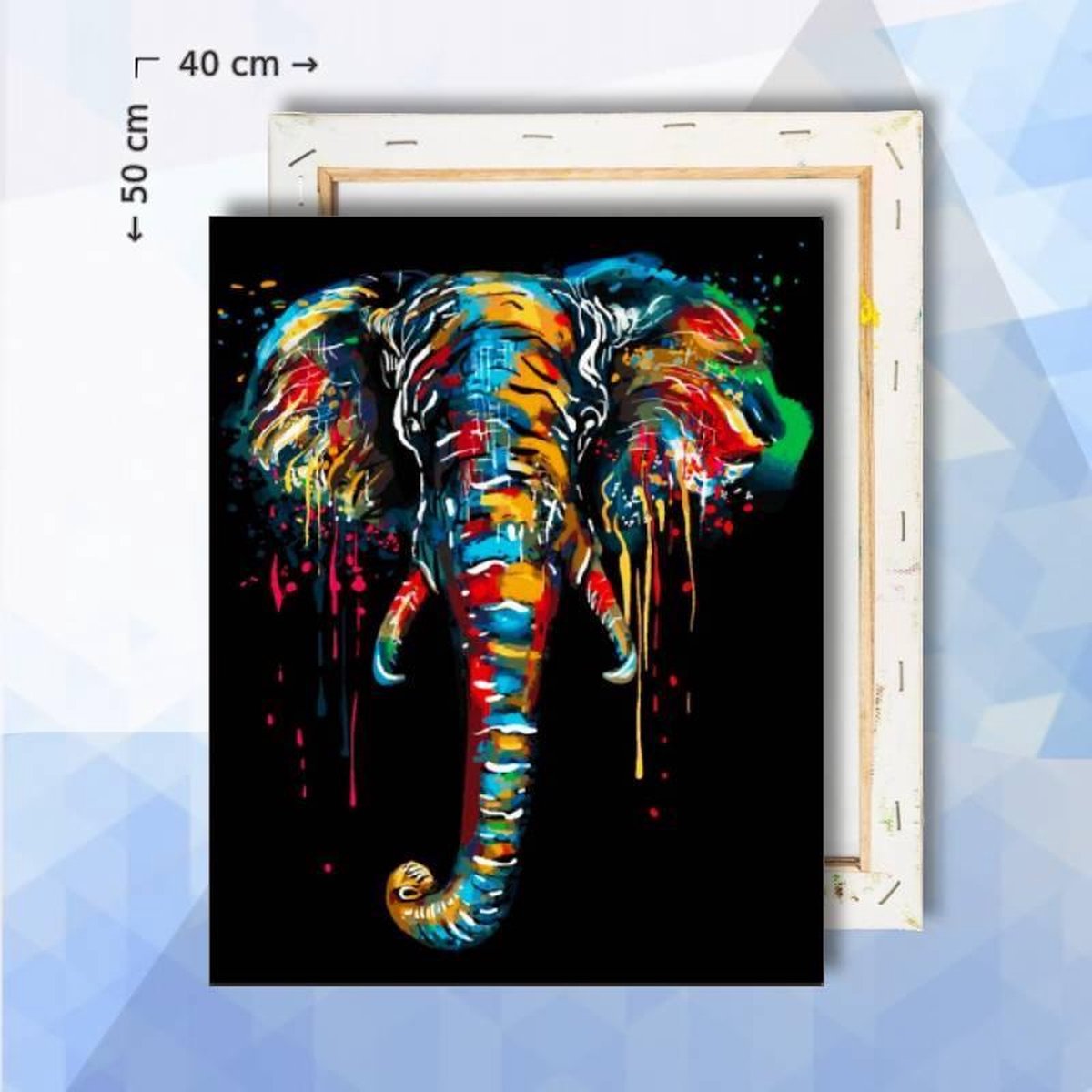 Schilderen op nummer pakket Verf Olifant - 40 x 50 cm - met frame