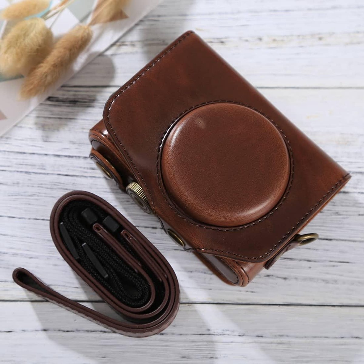 Full Body Camera PU lederen tas met riem voor Canon PowerShot SX730 HS / SX720 HS (koffie)